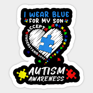 I Wear Blue For My Son Autism Awareness Sticker